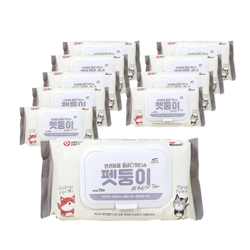 펫모닝 펫둥이 올바디 펫티슈 TS-722, 70매, 1팩