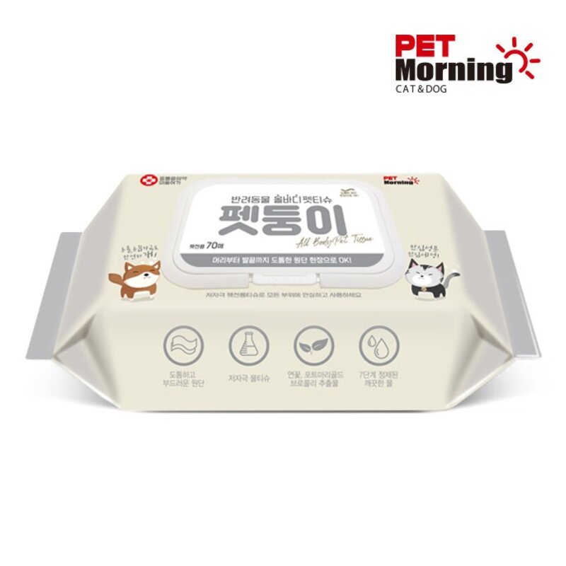 펫모닝 펫둥이 올바디 펫티슈 TS-722, 70매, 1팩