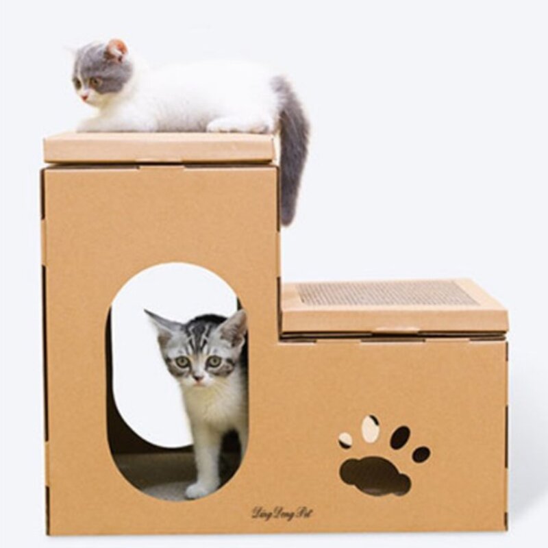 딩동펫 고양이 스텝 스크래쳐 하우스, 혼합색상, 1세트