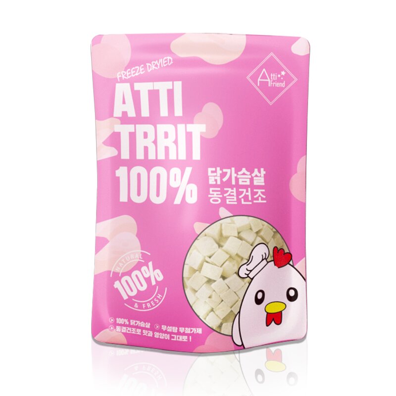 아띠지기 강아지 고양이 국내산 동결건조 간식 10종 아띠트릿, 닭 가슴살, 60g, 1개