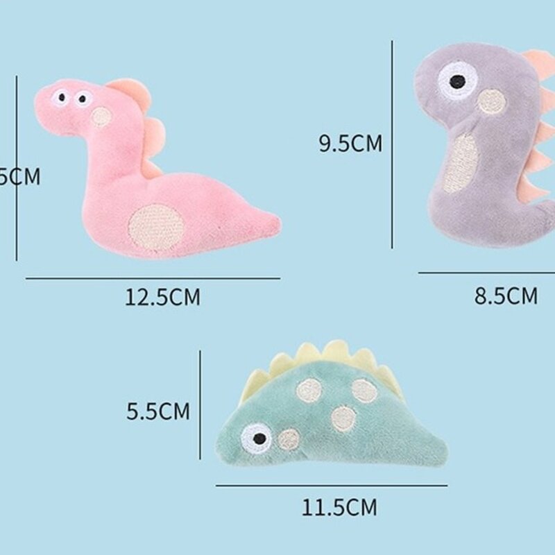 딩동펫 고양이 파스텔 공룡 캣닢인형 6종 세트, 혼합색상, 1세트