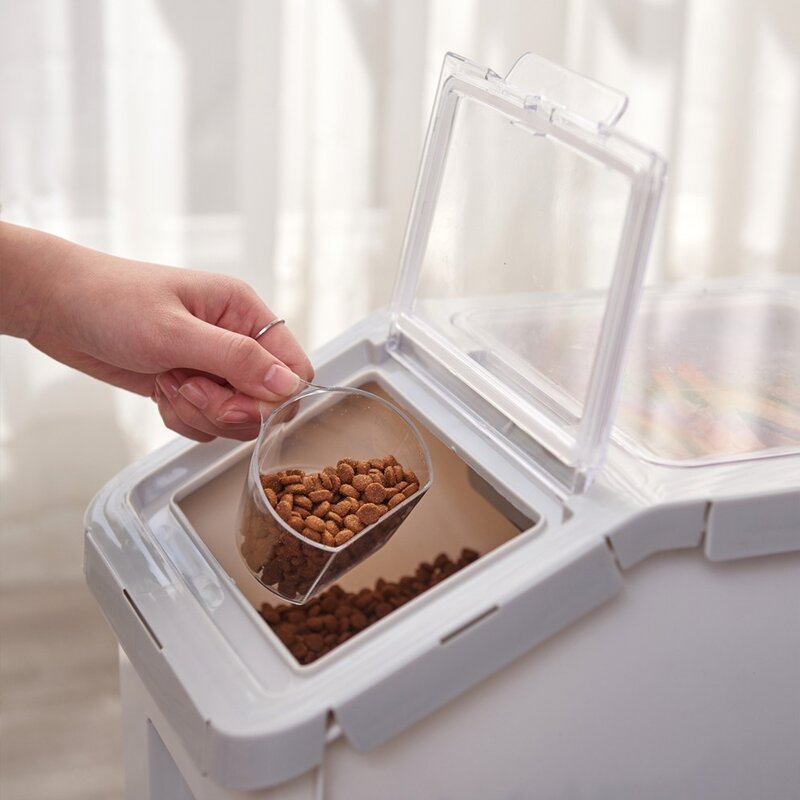 펫트리움 이중 밀폐 사료 보관통, 그레이, 28L, 1개