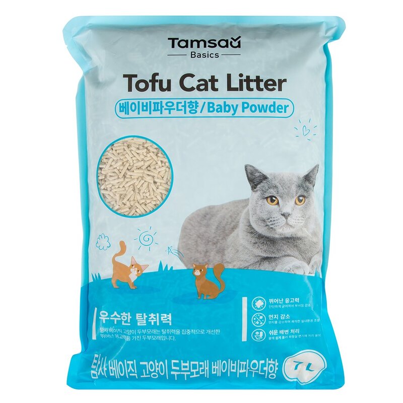 탐사 베이직 프리미엄 고양이 두부모래 베이비파우더향, 7L, 3개