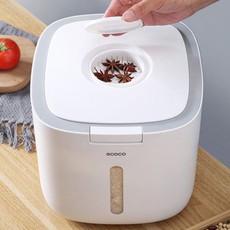 ecoco 살림의발견 원터치 밀폐형 다담다 쌀통, 그레이, 1개
