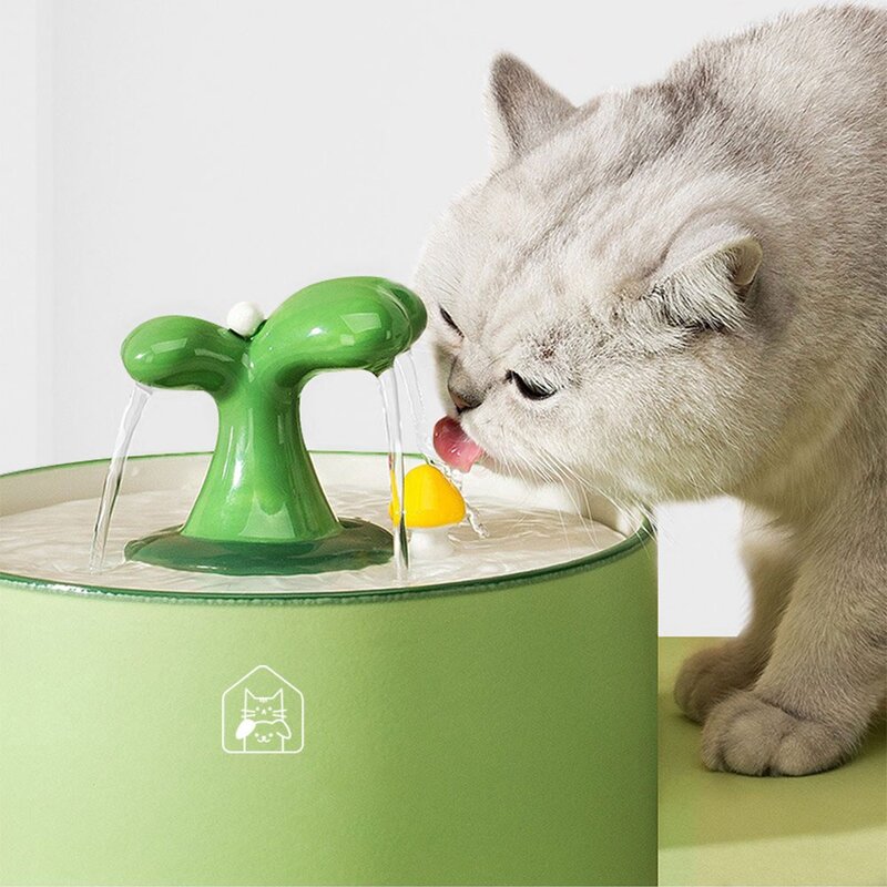멍냥이랑 반려동물 세라믹 새싹 자동 정수기 1.5L + 전선보호커버, With_product_001, 그린, 1개
