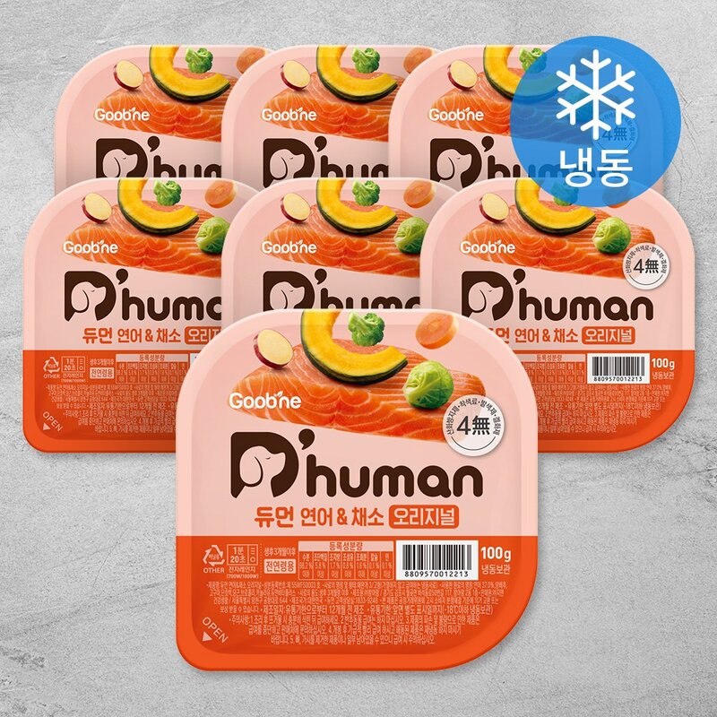 듀먼 강아지 연어 & 채소 오리지널 화식 용기형 10팩 (냉동), 50g, 10개