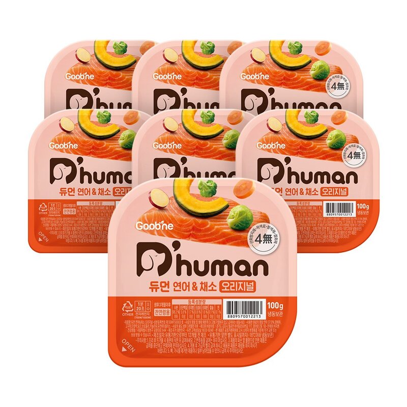 듀먼 강아지 연어 & 채소 오리지널 화식 용기형 10팩 (냉동), 50g, 10개