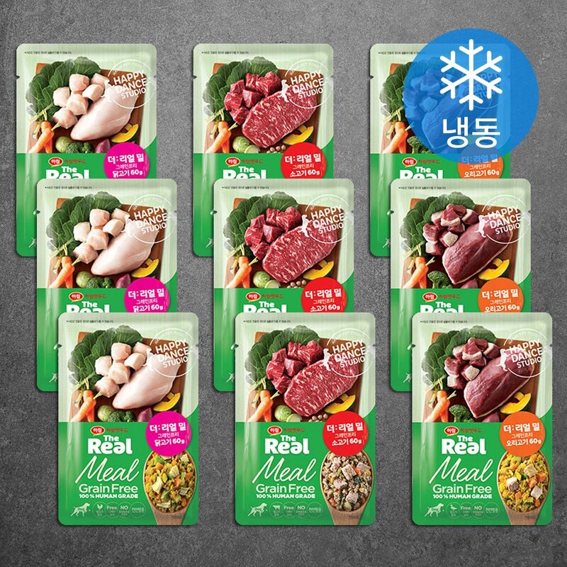 하림더리얼 밀 그레인프리 강아지화식 닭고기 60g x 3p + 오리고기 60g x 3p + 소고기 60g x 3p 세트, 1세트