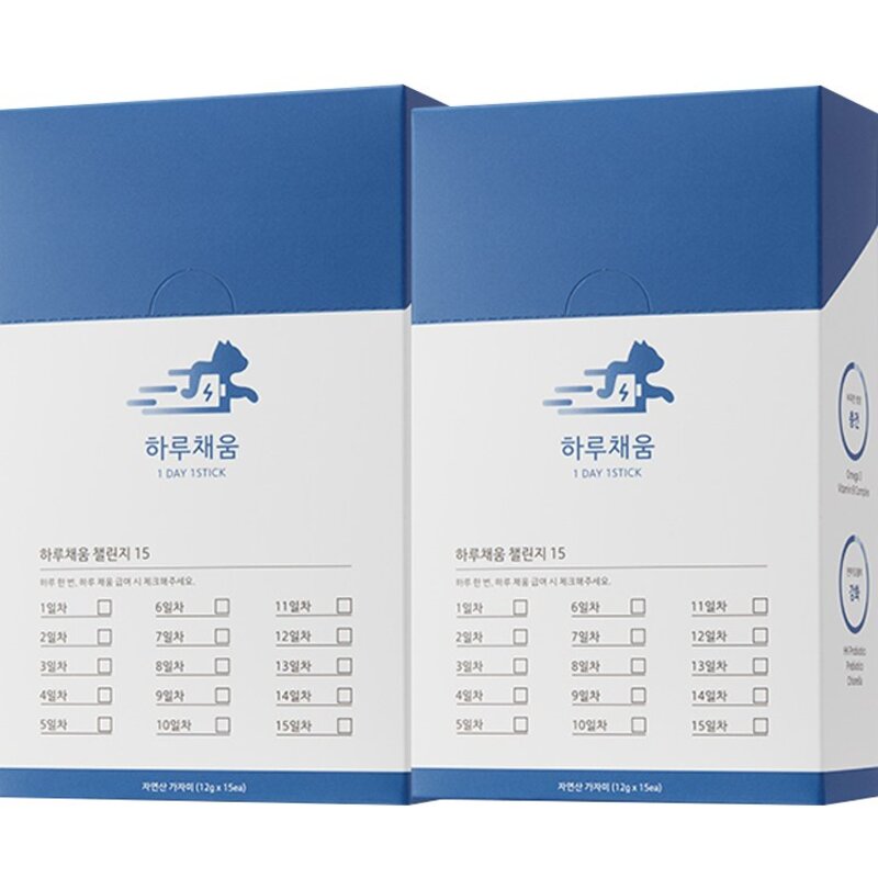 프로젝트21 하루채움 고양이 간식 종합영양제 12g 15p, 닭맛, 2개, 피부/털개선