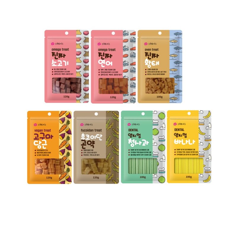 진짜 강아지가 잘 먹는 건강식 스위트키스 트릿 간식 7종, 고구마 당근 비건트릿 120g, 120g, 1개