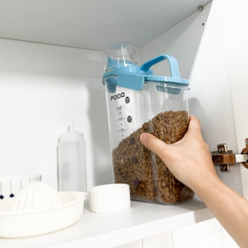 위드레오 반려동물 밀폐 사료통 강아지사료통 고양이사료통, 흰색, 2800ml