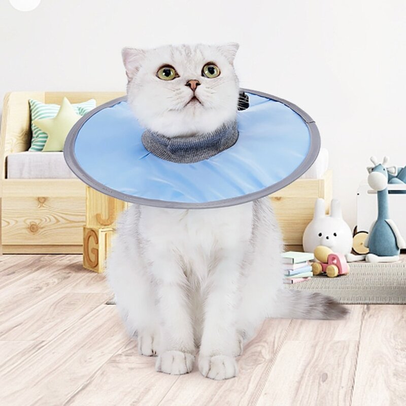 고양이 회복 칼라 조절 가능한 원뿔 소프트 엘리자베스 칼라 상처 치유 보호 방수 원뿔 고양이 강아지용, 분홍색, 1개