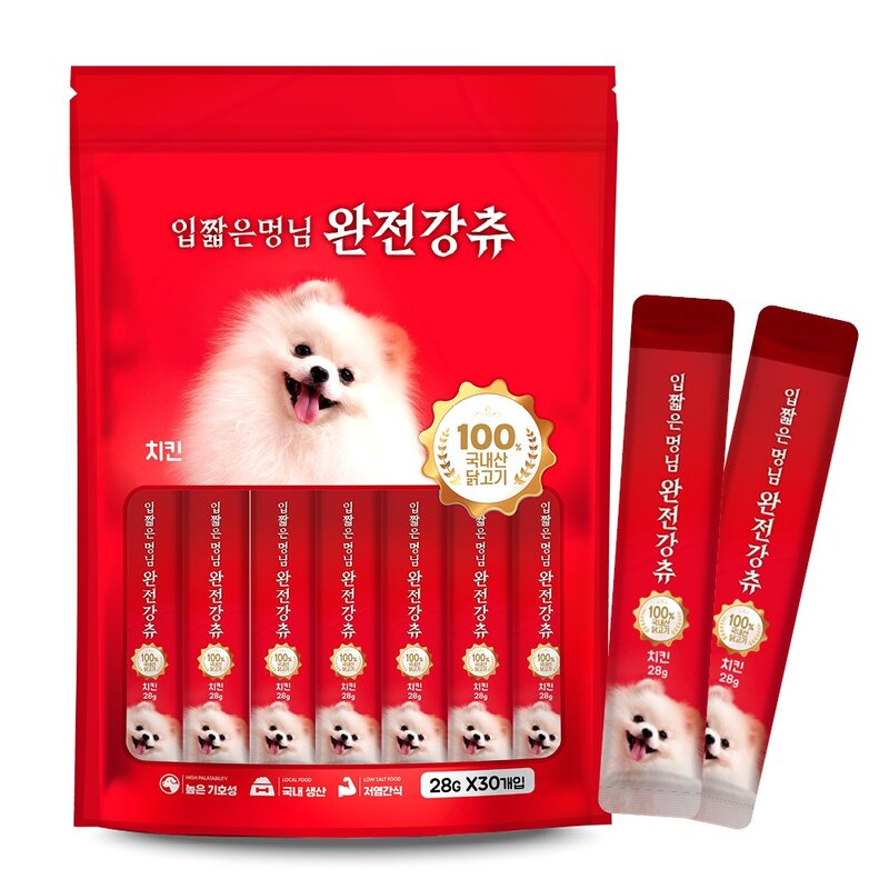입짧은 멍님 완전강츄 대용량 사료 토핑용 노견용 짜먹는 강아지 간식, 28g, 60개입, 황태