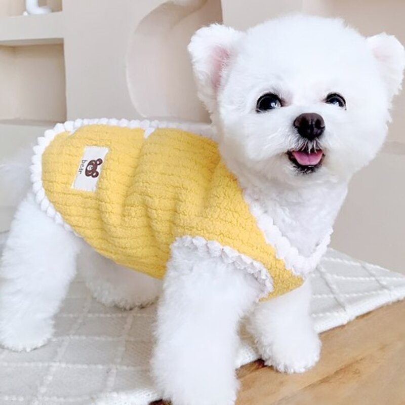 무드그라운드 강아지 조끼 후리스 보들보들 수면 겨울조끼, 브라운, 1개
