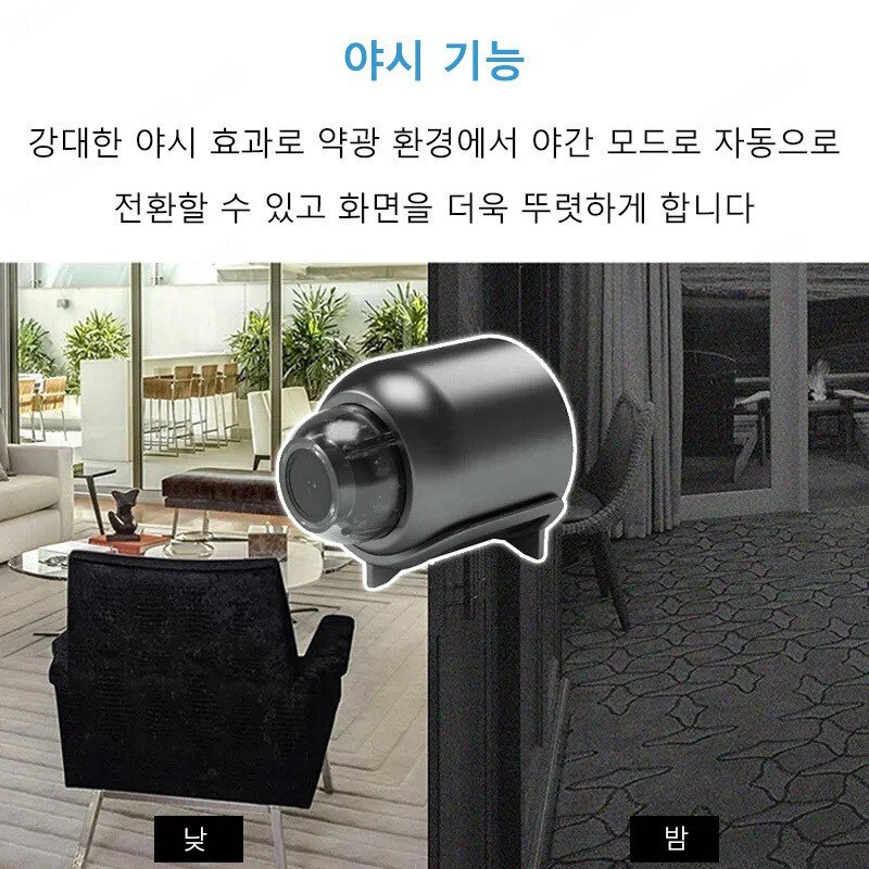 스마트 wifi 원격 감시카메라 미니 가정용 고화질 무선 감시 카메 녹화/녹음 가능 무선 감시카메라, 블랙, 4*3.6cm