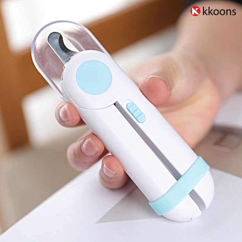꾼스 2in1 LED 강아지 발톱깎이 손톱 자르기 발톱 정리 가위 고양이 발톱깎기, 1개, 핑크