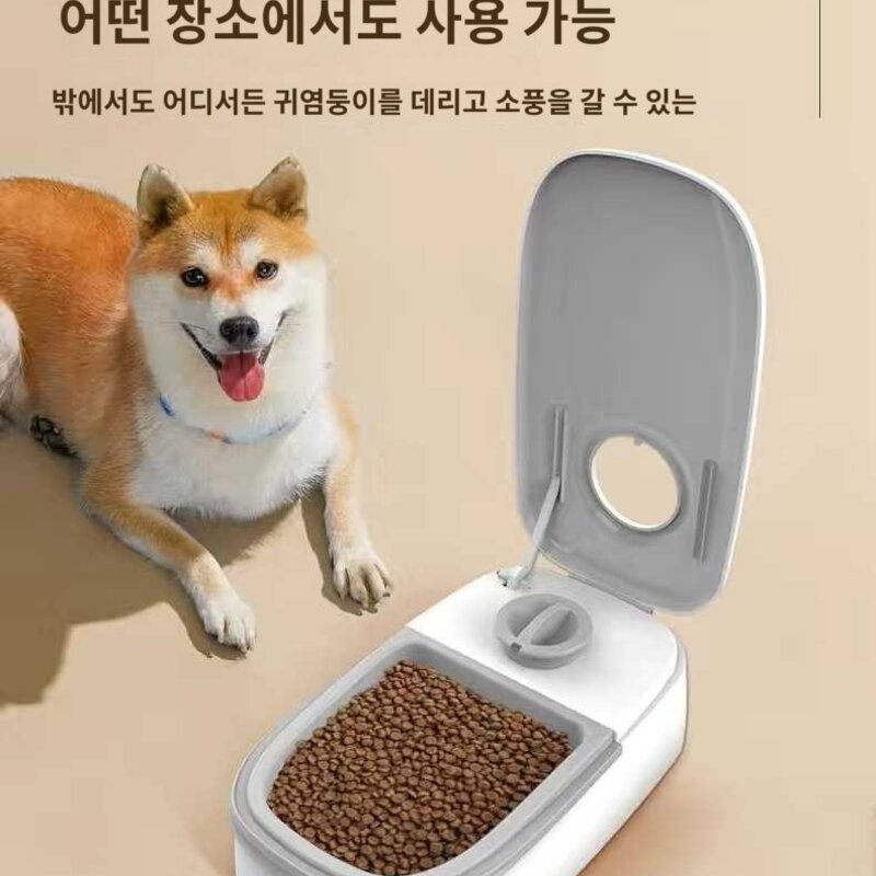 자동급식기 습식 식품더블 강아지 고양이 스마트 급식기 건식 자동 강아지용, 싱글 핑크, 1개