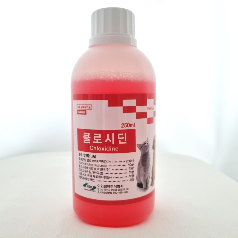 클로시딘 250ml+(100ml 투약병) 고양이 링웜 턱드름 강아지 피부 소독약 알파헥시딘, 투약병 불포함, 1개