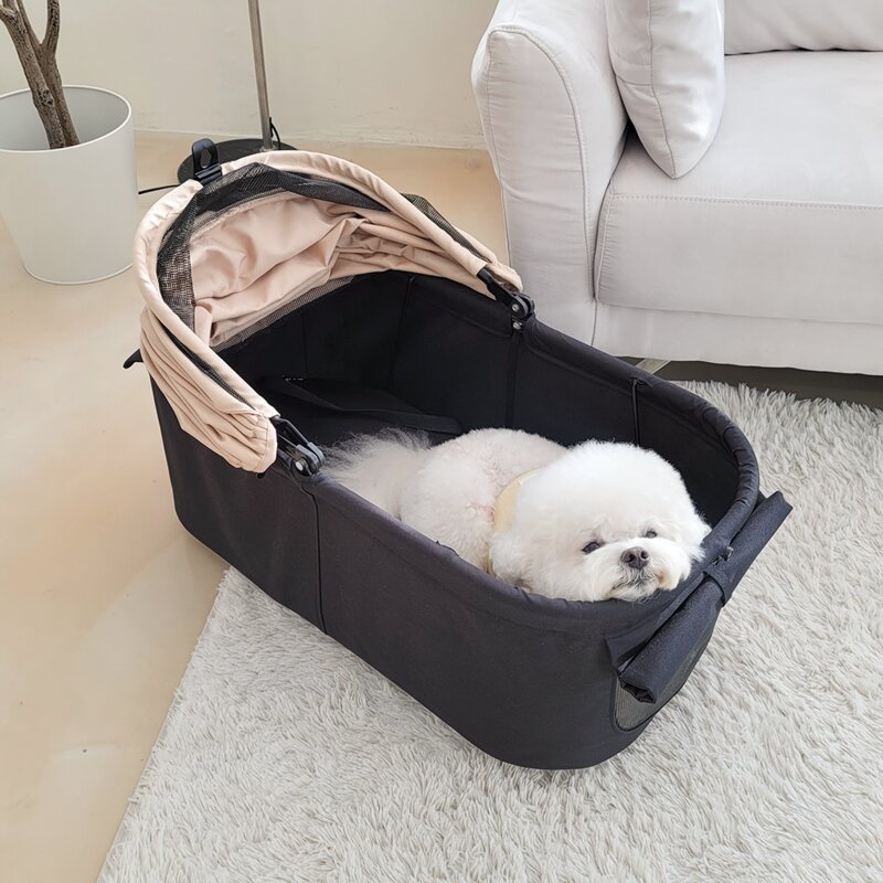 오블리펫 러버휠 강아지 유모차, 베이지, 1개