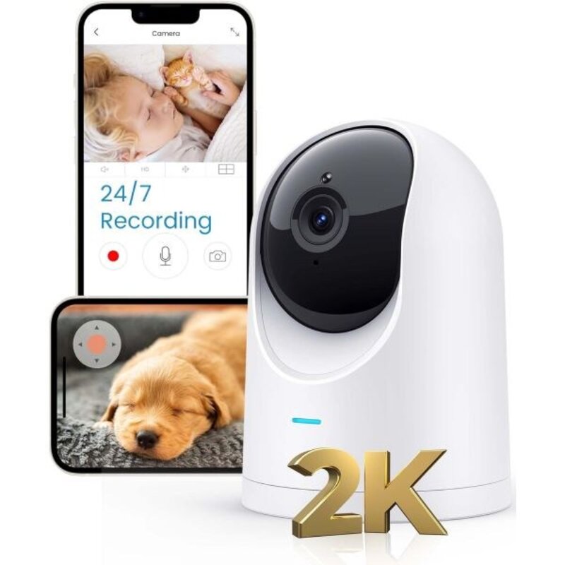 애완동물 카메라 실내 전화 APP이 포함된 2K 고화질 개 클라우드로컬 SD가 24시간 녹화가 가능한 고양이 2방향 오디오 및 비디오 나이트 비전 모션 추적 알람, 1개