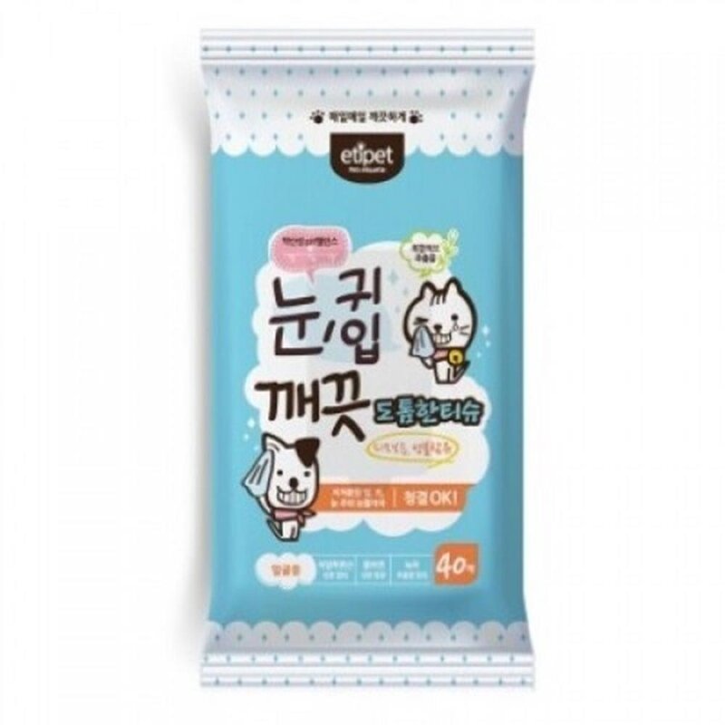 도톰한 피모오염케어 순면감촉티슈 40매 슈나우저, 1개, 40개