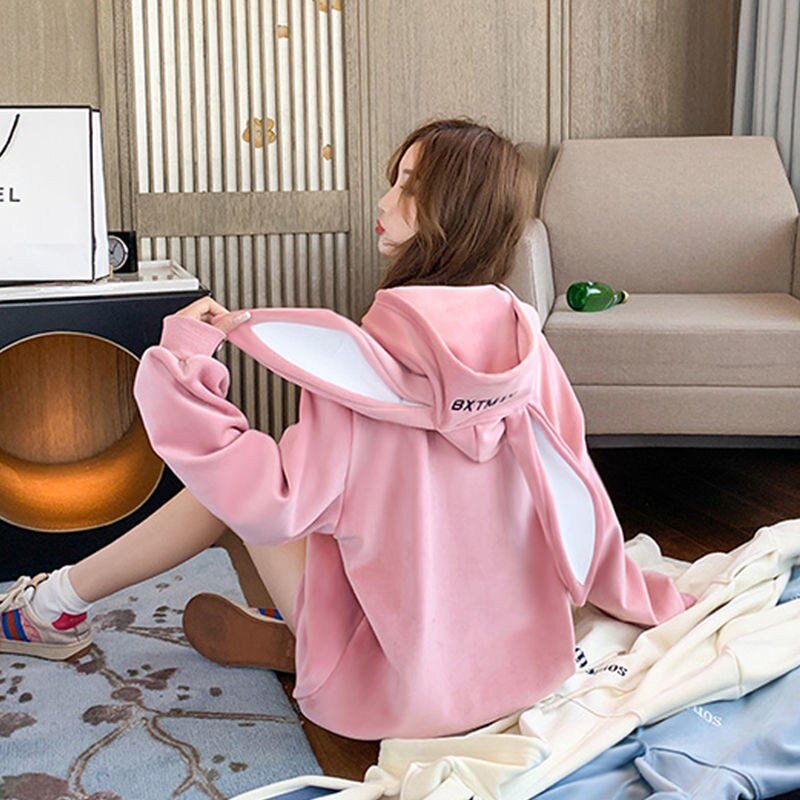 가을 여자 긴팔 맨투맨 후드티 토끼 맨투맨 여성 루즈한 맨투맨 후드티 WT-2481