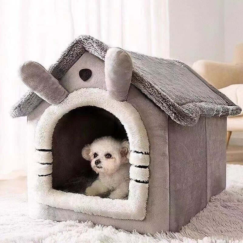겨울 고양이 둥지 강아지 집 사계절 범용 애완동물 하우스, 그레이+매트 대형