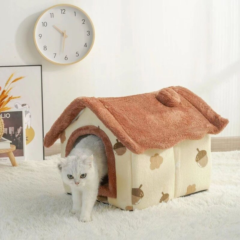 겨울 고양이 둥지 강아지 집 사계절 범용 애완동물 하우스, 그레이+매트 대형