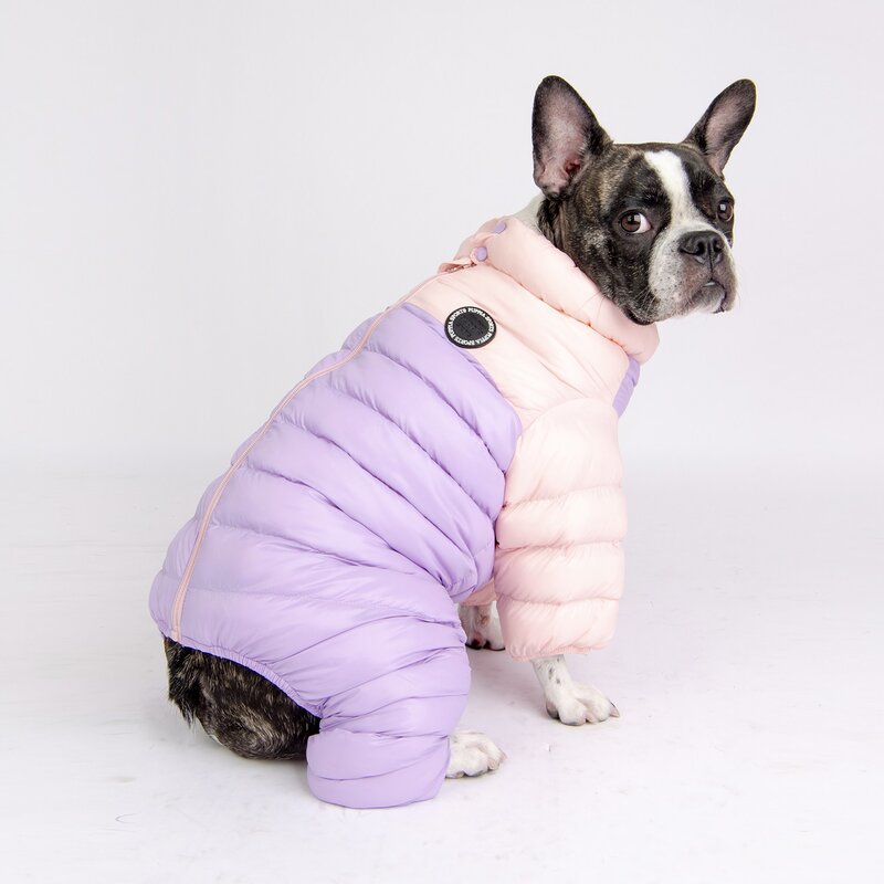 퍼피아 강아지 고양이 투톤 패딩 올인원 점퍼, 베이지, 1개