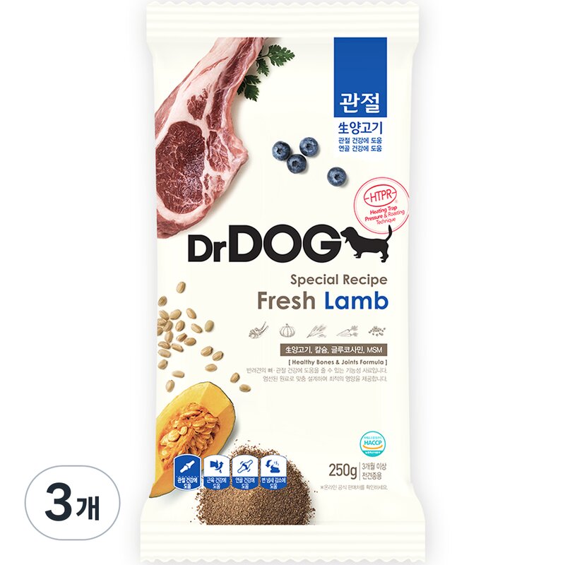 닥터독 생후 3개월 이후 관절 양고기 건식사료, 뼈/관절 강화, 250g, 1개