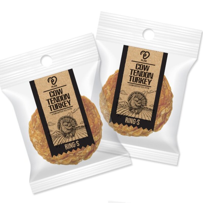 피랩 소힘줄 앤 터키츄 링 S 생식, 칠면조 + 소고기 힘줄, 15g, 20개