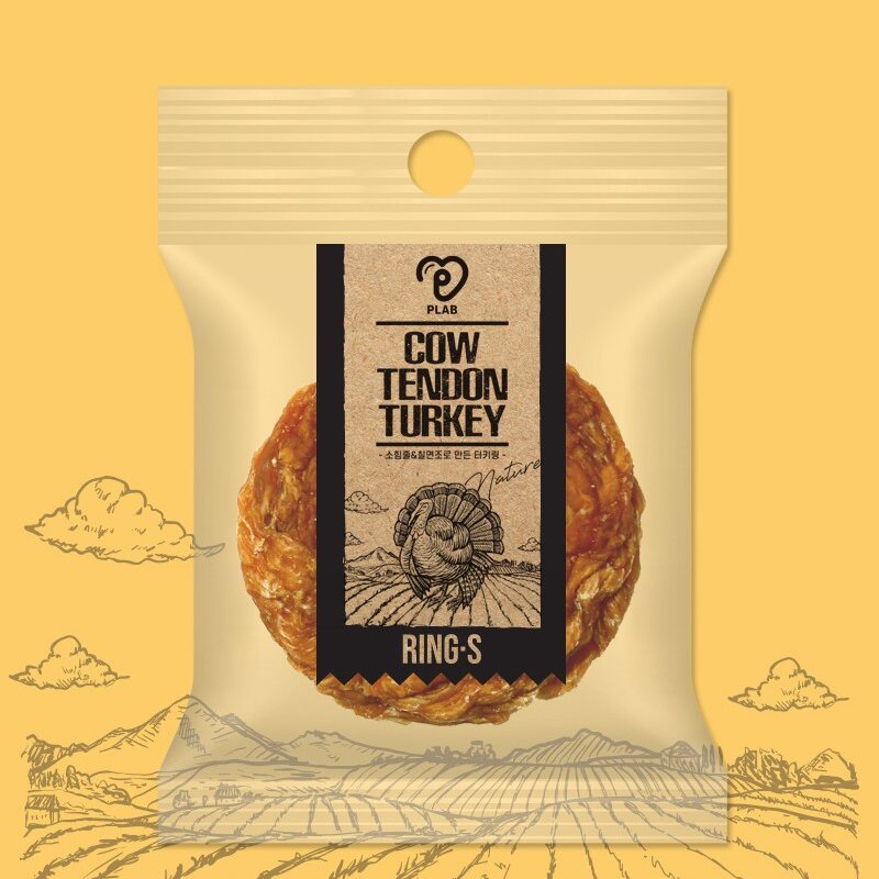 피랩 소힘줄 앤 터키츄 링 S 생식, 칠면조 + 소고기 힘줄, 15g, 20개