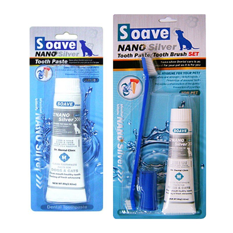 쏘아베 은나노 치약 & 칫솔세트 강아지 고양이 겸용 구강관리 용품, 치약 80g, 1개