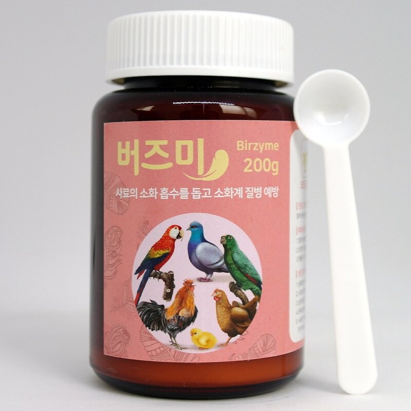 앵무새 비둘기 관상닭 영양제 모든 새 조류용 구토 설사 예방 소화 생균제 버즈미 200g, 1개