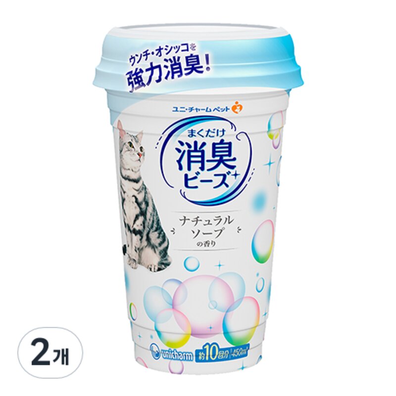 LG유니참 고양이 뿌려쓰는 비즈 탈취제 내추럴 솝향, 450ml, 1개