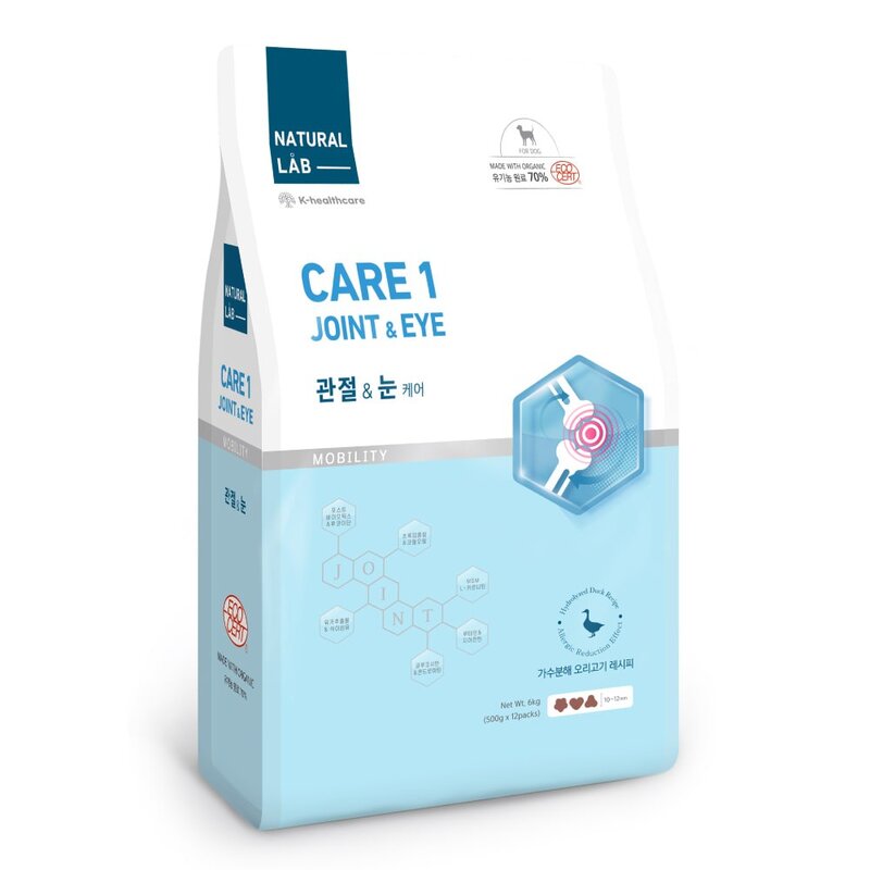 네츄럴랩 케어1 관절&눈 케어 유기농 70% 기능성 건식사료, 뼈/관절강화, 2kg, 1개