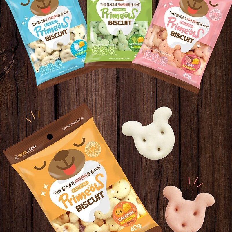 강아지 비스킷 휴대용 간식 40g 치아 관리 과자 비스켓 반려견 전용, 미트+치즈, 1개