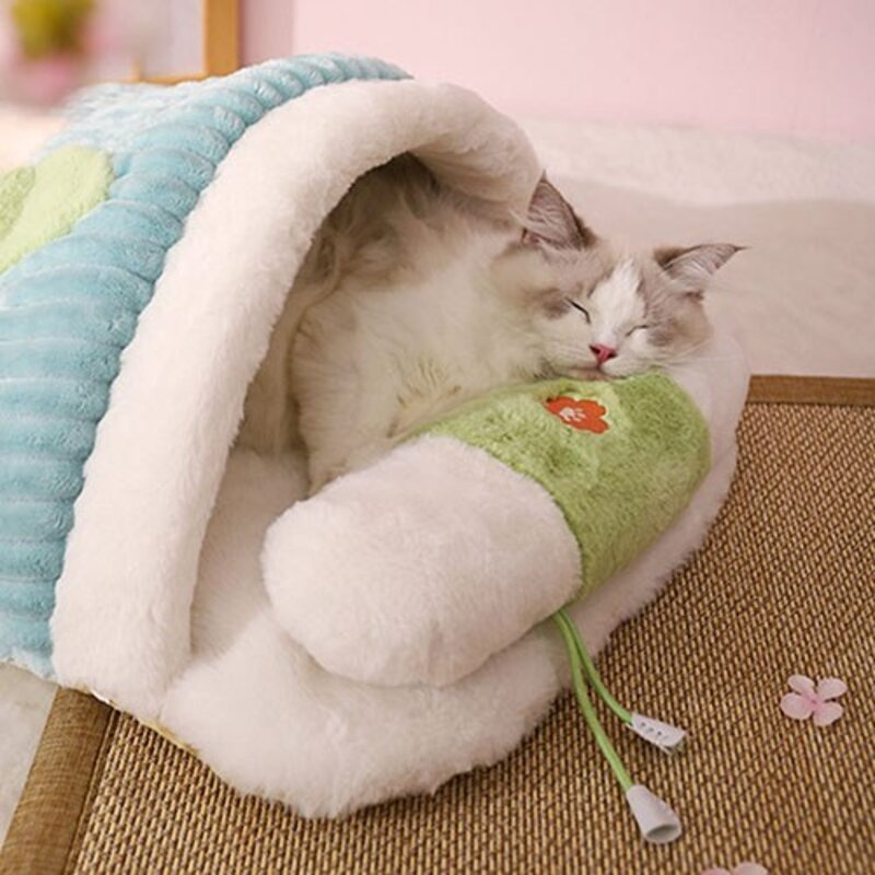 당감샵 고양이 침낭 이불 베개 세트, 핑크, 1세트