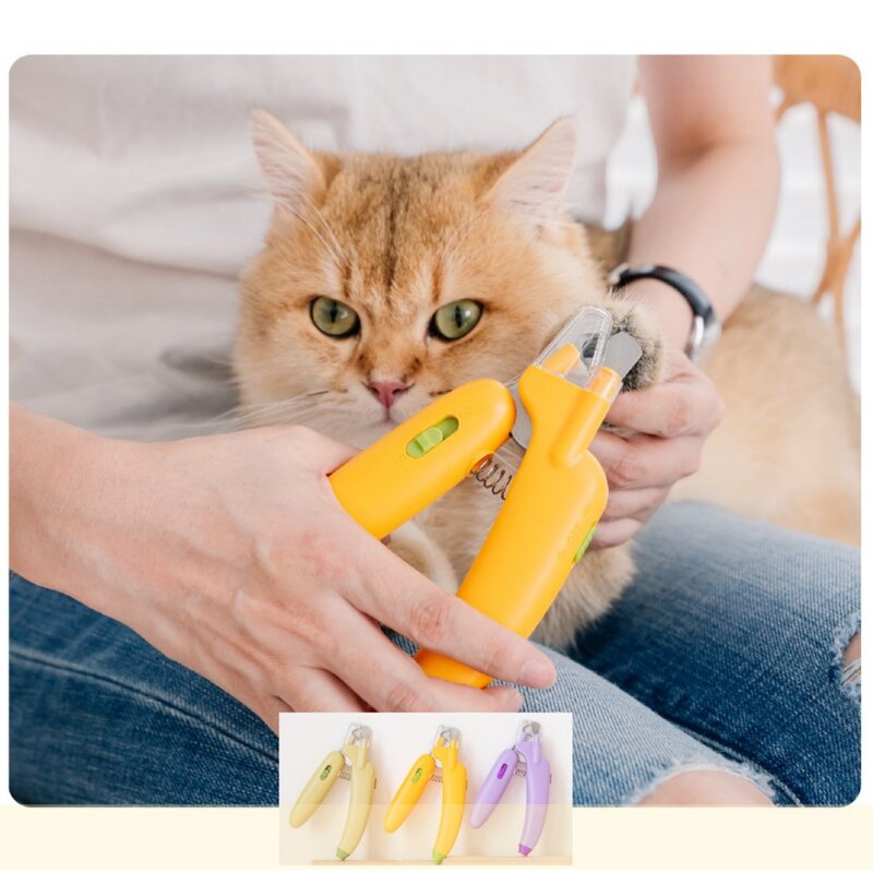 XIHAMA 고양이 발톱깎이 Led / 자색광 조명 강아지 반려동물 겸용 안전 발톱깎이, 퍼플, 1개