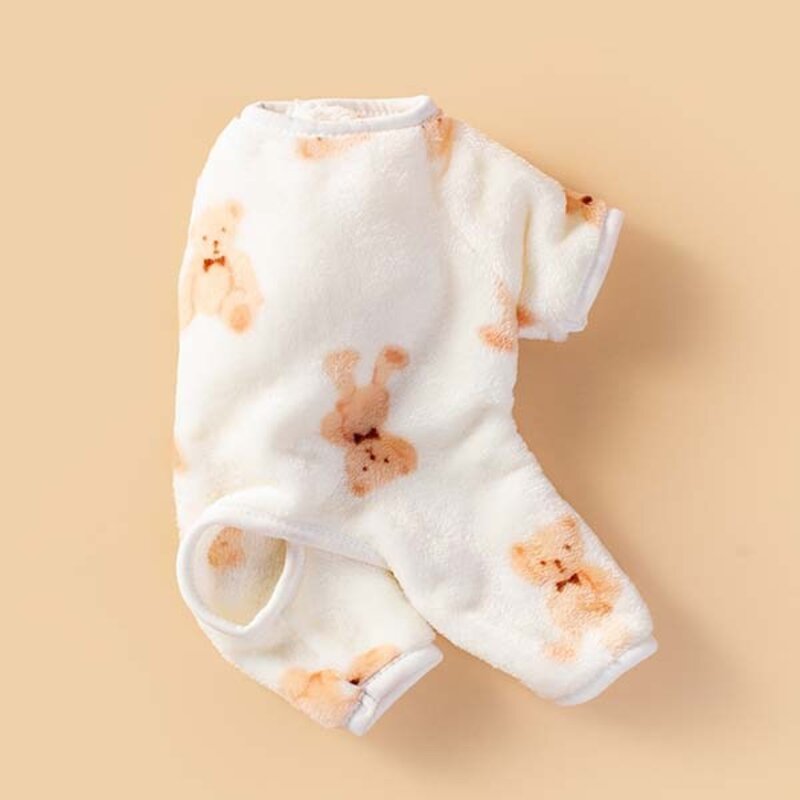 펫먼트 강아지 고양이 곰돌이 조끼 실내복 올인원 조끼, 브라운 (올인원), 1개