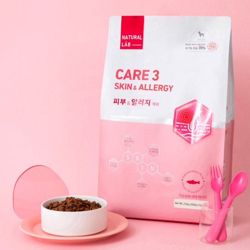 내츄럴랩 전연령용 유기농 강아지 기능성 사료 CARE3, 피부/알러지 케어, 2.5kg, 1개