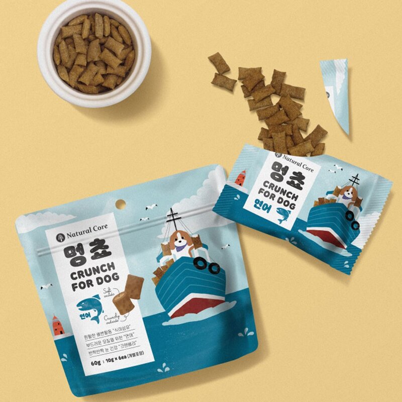 네츄럴코어 멍쵸 60g 크런치 강아지 반려 애견 영양 쿠키 시리얼 과자 한입간식, 연어 60g, 1개