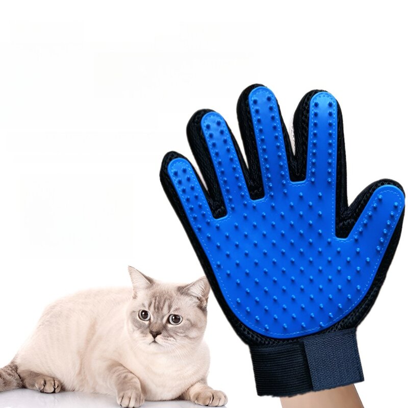 디엠스쿱 강아지 고양이 털제거 장갑, 블루, 1개