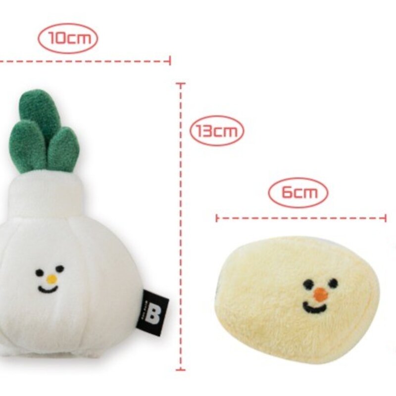 바잇미 강아지 농산물 장난감 마늘 + 빨간색 망 세트, 화이트, 1세트