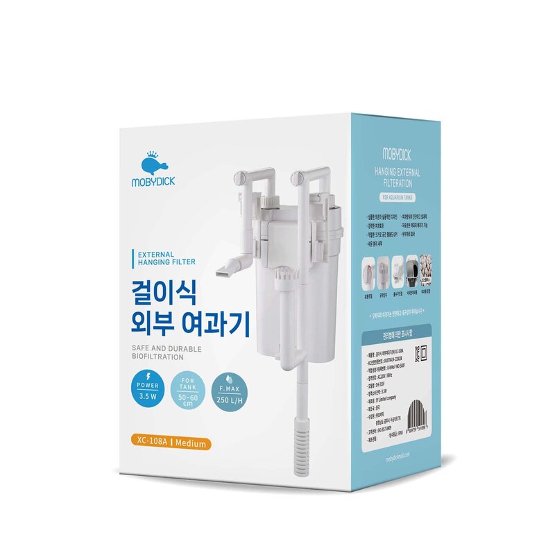 모비딕 걸이식 외부 수조 여과기 화이트 M XC-108A, 3.5W, 1개