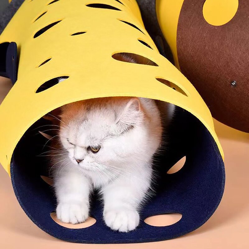 리빙쉘 고양이 숨숨 캣터널, 1개, 오렌지+그레이