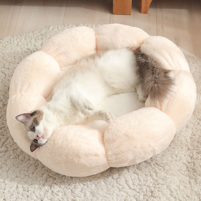 포그망 강아지방석 꿀잠 쿠션 고양이 플라워방석, 그레이 L