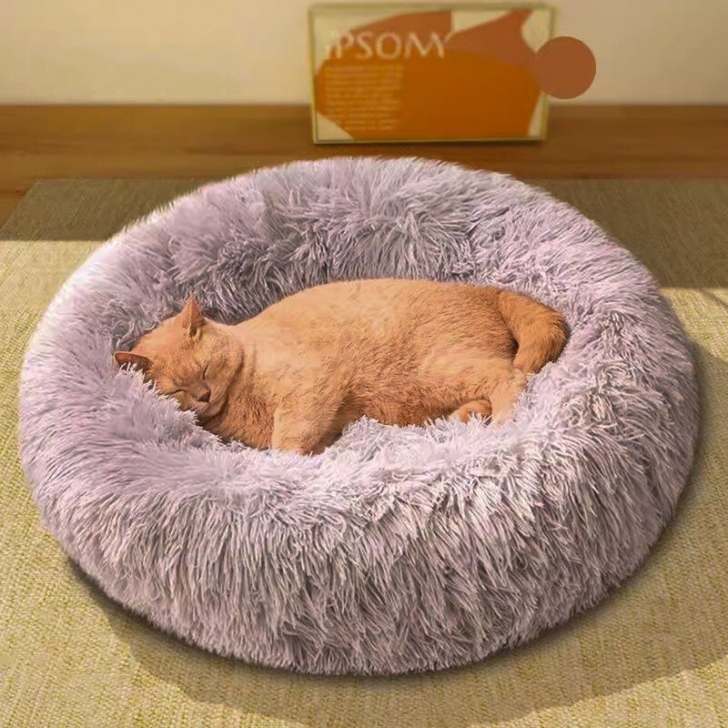 행운이네 70cm 고양이 강아지 반려동물 소형견 중형견 대형견 털실 방석 마약방석 도넛방석, 그레이, 1개