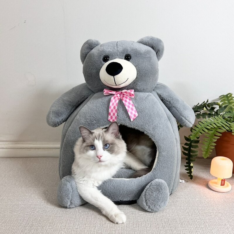 펫카 고양이 곰돌이 숨숨집 하우스, 브라운, 1개