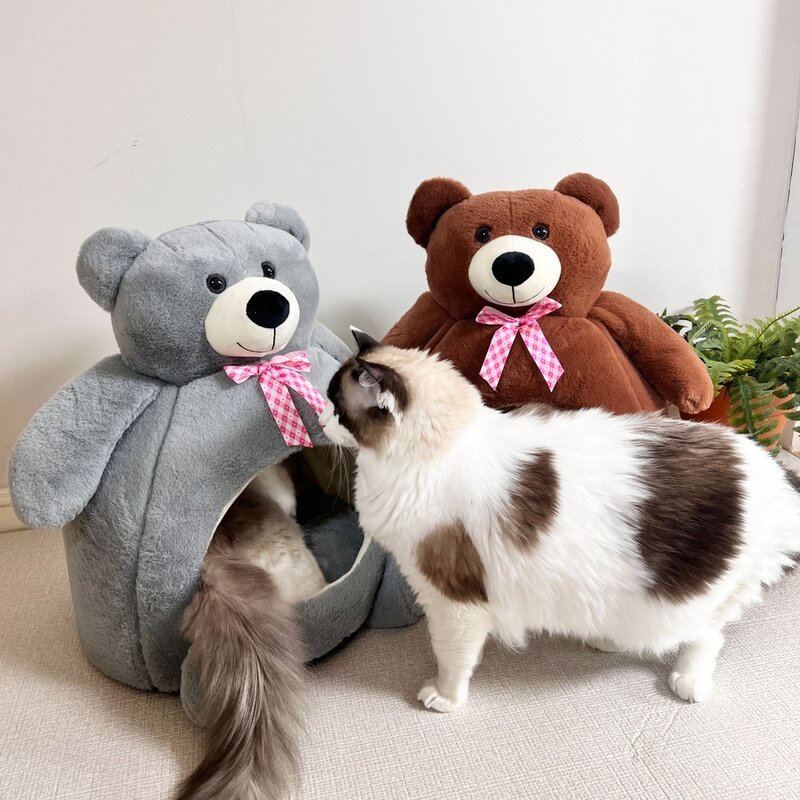 펫카 고양이 곰돌이 숨숨집 하우스, 브라운, 1개